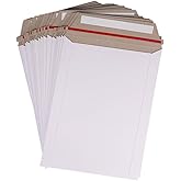 zmybcpack 100 Pack 6X8 inch Self Seal Photo Document Mailers Stay Flat White Cardboard Envelopes White Photography Mailers for CD, Photos, Document