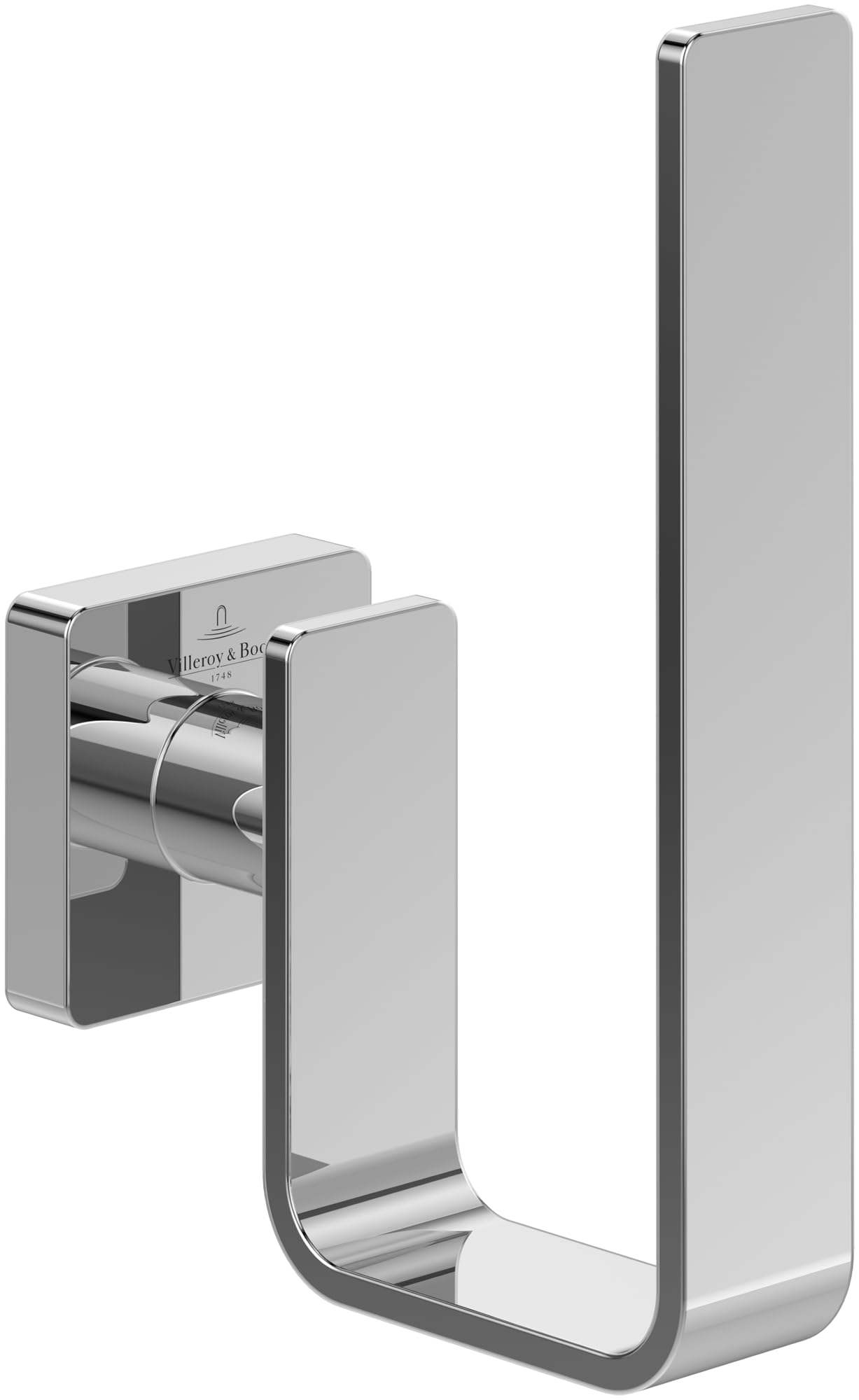 Villeroy & Boch Elements - Striking spare toilet roll holder, holder for spare toilet rolls for wall installation, toilet paper storage made from brass, square, Chrome