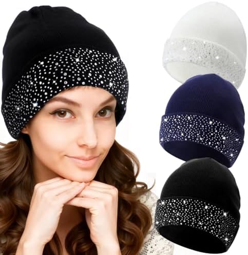 Amazon.com: Eilova Orityle Shiny Bling Rhinestone Beanie Cap 