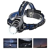 Mifine Waterproof LED Headlamp with Zoomable 3 modes 1000 Lumens light, hands-free headlight with Rechargeable batteries for biking camping hunting running rainy weather
