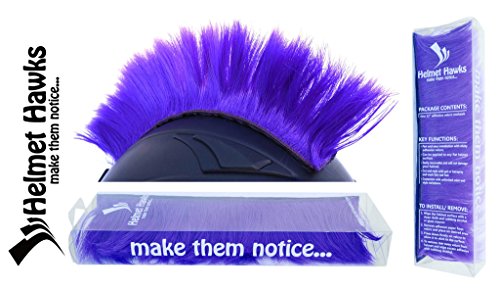 Helmet Hawks Motorcycle Helmet Mohawk w/Sticky Hook and Loop Fastener Adhesive - Royal Purple