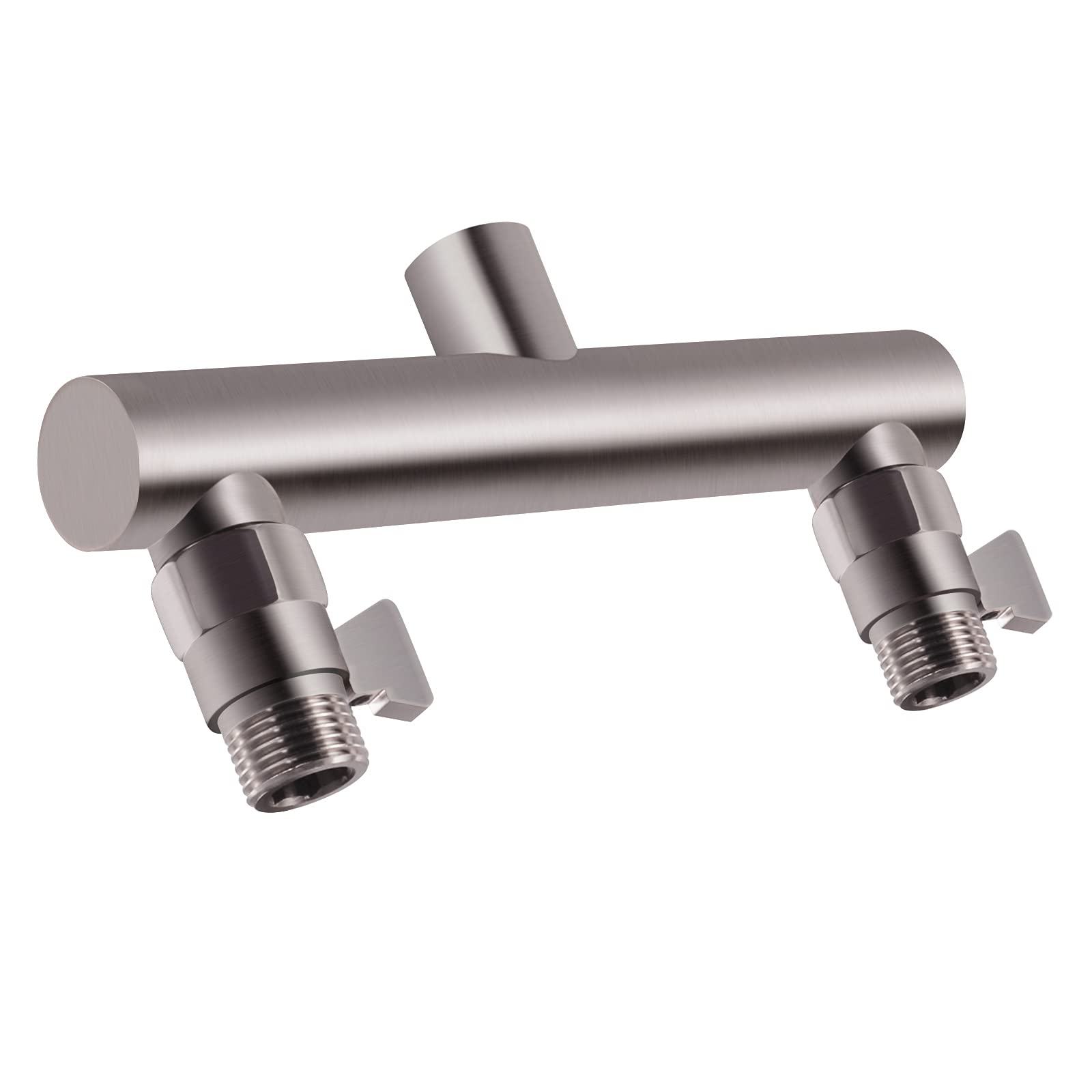 Photo 1 of HAOXIN Shower Head Manifold with Double Outlet and Shut Off Valves for Dual Sprayer Showering System,Can Connect Two Showerheads,Brushed Nickel,STN02