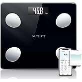 NUTRI FIT Digital Smart Scale for Body Weight Composition Analyzer Sync App | Bluetooth Sync, Backlit Display, Max 330lb, 0.2lb Precision, Health Monitor, Baby Mode, Bathroom Scale for BMI Fat Muscle