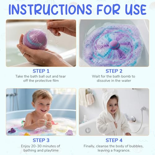 Bath Bombs with Surprise, 12 Pieces Bath Bombs for Children, Bath Bombs in Natural Organic Foam, Gifts for Boys and Girls, Bath Bomb Gift