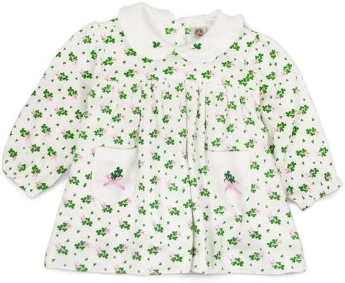 White Kids Dress With Shamrock &amp; Ribbon Print