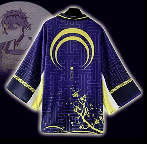 GK-O Touken Ranbu Mikazuki Munechika Cosplay Kimono Yukata Outerwear Chiffon Coat Costume (Small) Blue