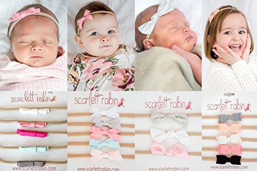 18 Baby Girl Hair Bows on Nylon Headbands | Sweet Starter Pack | By Scarlett Robin