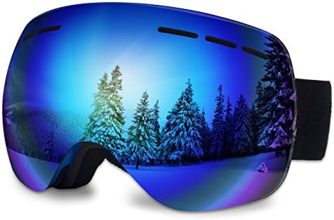 DUALF Snowboard Snow Ski Goggles Interchangeable Lens 100% UV400 Protection Anti-fog with Free Portable EVA Box Cloth Bag for Men Women Snowboarding Snowmobiling Skiing (9314)