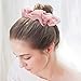 Ondder 15 Pack Women's Large Chiffon Flower Hair Scrunchies Hair Bow Chiffon Ponytail Holder, Including 8 Colors Chiffon Flower Hair Scrunchies and 7 Solid Colors Chiffon (15 Pack Chiffon Scrunchies)