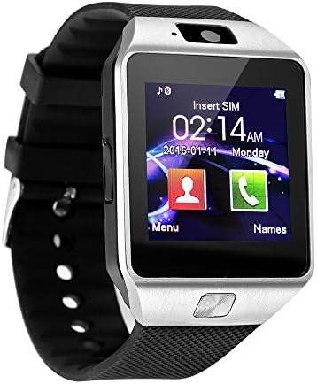 Smart Watch - Sazooy DZ09 Bluetooth Smartwatch Touchscreen Sport Wrist Watch Fitness Tracker Pedometer with SIM SD Card Slot Camera Compatible Samsung Android iOS iPhone for Women Men Kids (Silver)