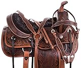AceRugs All Natural Cowhide Western Leather Horse Saddle Comfy SEAT Pleasure Trail Barrel Racing Hand Tooled Premium Saddle TACK Set Bridle Breast Collar
