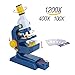 Scientoy Microscope for kids, 100X,400X and 1200X Magnification with Prepared Slides,Science Toys for Children, Blue/Yellow