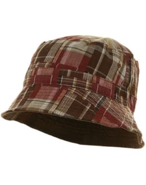 Youth Reversible Twill Plaid Bucket Hat - Coffee Beige W20S22D