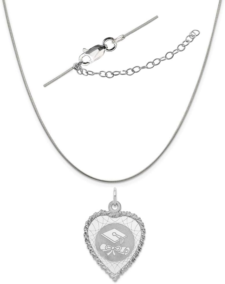 Sterling Silver Anti-Tarnish Treated Graduation Cap and Diploma Disc Necklace