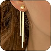 Awinesn 14K Gold Plated Tassel Dangle Earrings for Women 925 Sterling Silver Post Long Dangle Statement Earrings Hypoallergenic Ball Drop Dangle Earrings for Prom Party