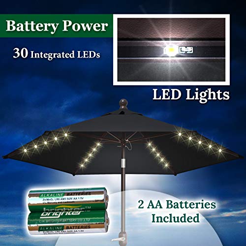 BenefitUSA 7.5' Patio Battery Lighted LED Umbrella Tilt Sunshade Garden Balcony Outdoor (Black)