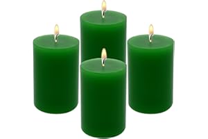 AMUSAER 4 Packs 2x3 Inch Green Pillar Candles Small 24 Hours Unscented Dripless Cylinder Colored Candles for St. Patrick's Day Easter Home Dinner Table Christmas Wedding Relaxation Spa Church