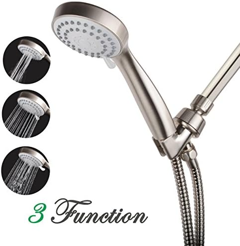 KASUNY High Pressure Handheld Shower Head Set Suit for Low Water Pressure Condition with 6.5 Feet Hose Shower Mount and Teflon Tape-Brushed Nickel