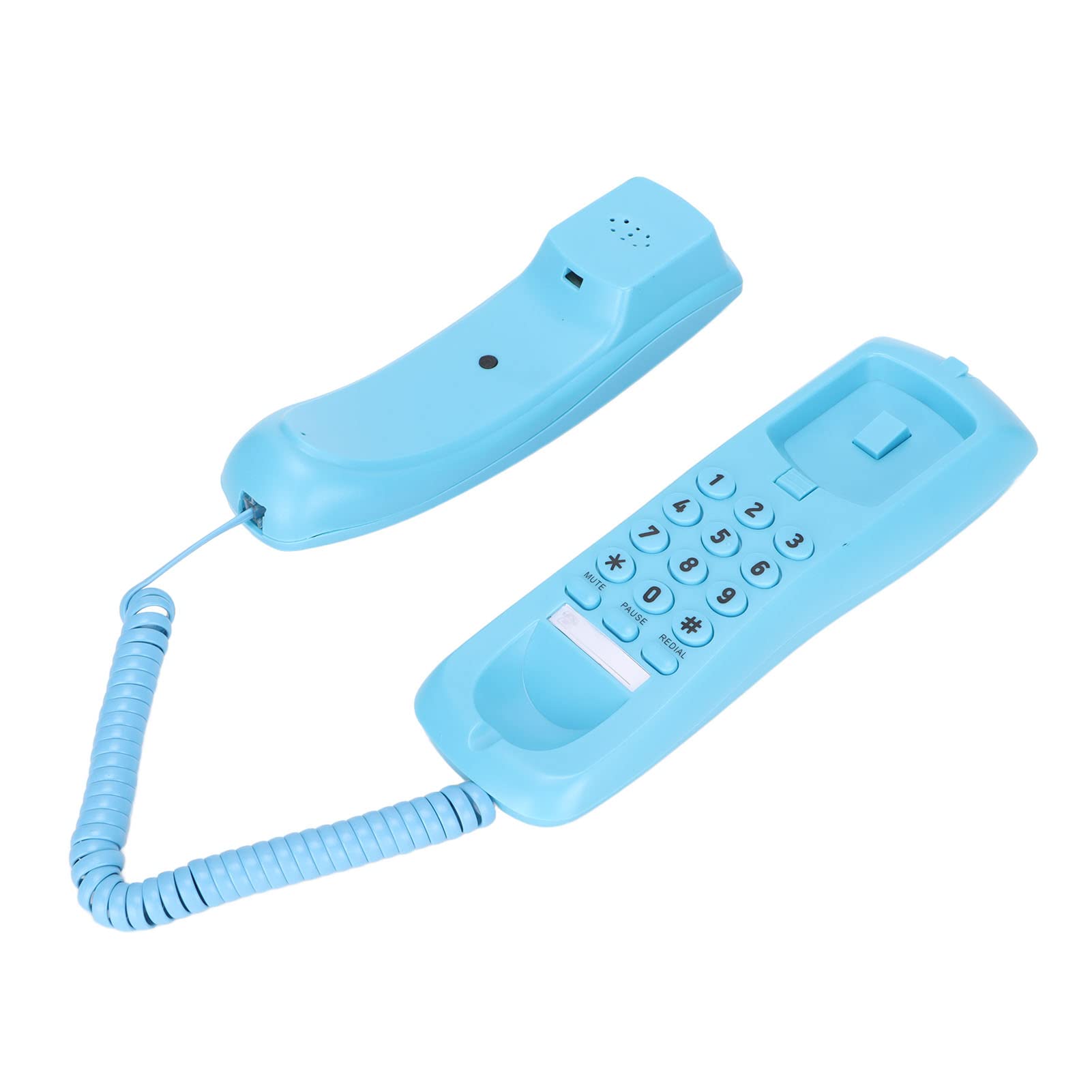 PUSOKEI Wall Mountable Landline Telephone Antique Retro Novelty Telephone with Mute Pause Redial Function for Home,Hotel,Bathroom,Living Room,School and Office(Blue)