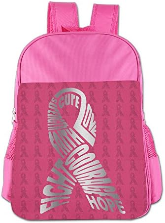 Breast Cancer Support Ribbo Platinum Style Kids School Backpack Bag Pink