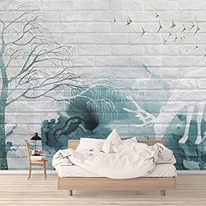 Wall Mural Elegant Deer in Rustic White Brick Background Removable Self-Adhesive Large Wallpaper - 66x96 inches
