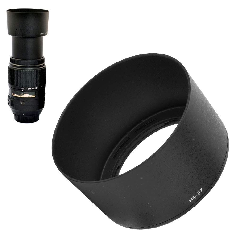 Lens Hood, HB-57 ABS Lens Hood Shade for AF-S 55-300mm F4.5-5.6G ED VR Camera Lens