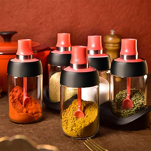 3 Pcs Seasoning Containers with Lids, 8.8 Oz Salt Sugar Spice Glass