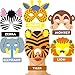 GuassLee Jungle Safari Animal Theme Party Set - 12pcs Handhold Jungle Animal Balloons, 6pcs SafarFoam Animal Masks for Kids Jungle Themed Zoo Animal Birthday Party Supplies
