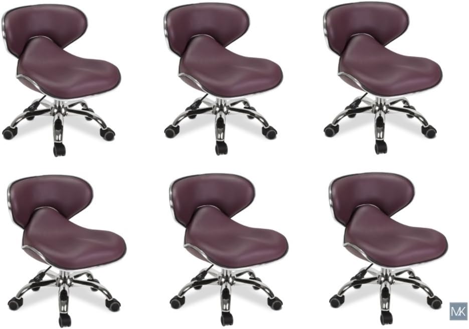 MAYAKOBA SET OF 6 Nail Salon Pedicure Stool UMI BURGUNDY Pedicure Chair Short Adjustable Comfort Pneumatic Pump Salon Furniture & Equipment