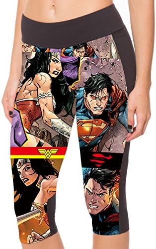 Juniors Stylish Superman Print Athletic Competition Spandex Capri Leggings