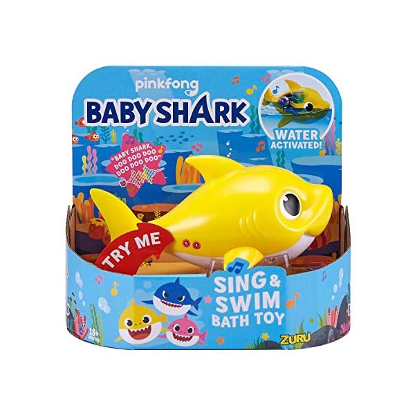 ZURU-ROBO-ALIVE-JUNIOR-Baby-Shark-Battery-Powered-Sing-and-Swim-Bath-Toy-Random-color ZURU ROBO ALIVE JUNIOR Baby Shark Battery-Powered Sing and Swim Bath Toy, Random Color