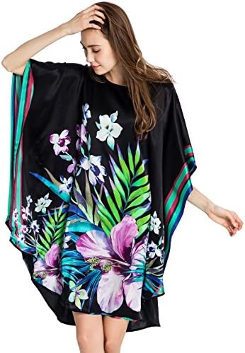 100% Pure Silk Nightgowns Batwing Sleeved Classic Sleepwear