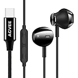AGVEE 32Bit 384Khz Digital USB-C Headphones, Type-C Earbuds Active Noise Cancelling in-Ear Wired Earphone with Mic for Samsun