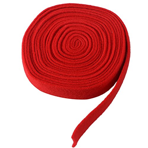 OULII Wool Felt Ribbon For DIY Crafts Patchwork Decoration Appliques And Decorative Patches Material Bowknot Christmas Tree Wreaths Ribbon 5 x 500CM (Red)