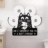 WADORN Black Cat Toilet Paper Holder Funny Metal Decorative Bathroom Toilet Paper Storage with 8 Extra Rolls Capacity 14.4x4.5x9.8 in for Bathroom Home Office Cat Lover Gifts for Women Men
