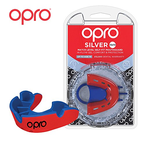 OPRO Silver Mouth Guard | Gum Shield for Rugby, Hockey, Wrestling, and Other Combat and Contact Sports - 18 Month Dental Warranty
