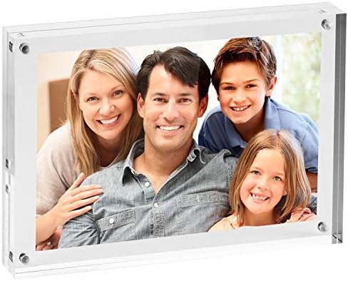 Utenlid 6" X 8" Extra Thick Double Sided Magnetic Desktop Acrylic Picture Frame - 1" Thick