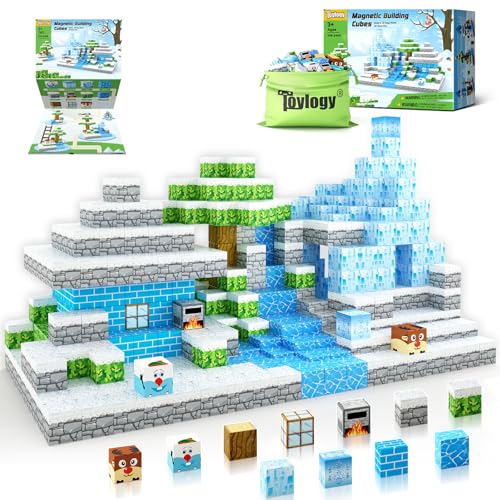 Toylogy Kit de construction magnétique - Mine magnétique - Édition Ice Edition - Jouet pour enfants de 3, 4, 5, 6 ans - Cadeau fille - Jeu magnétique Princesse Castle STEM - Jouet pour enfants de 3