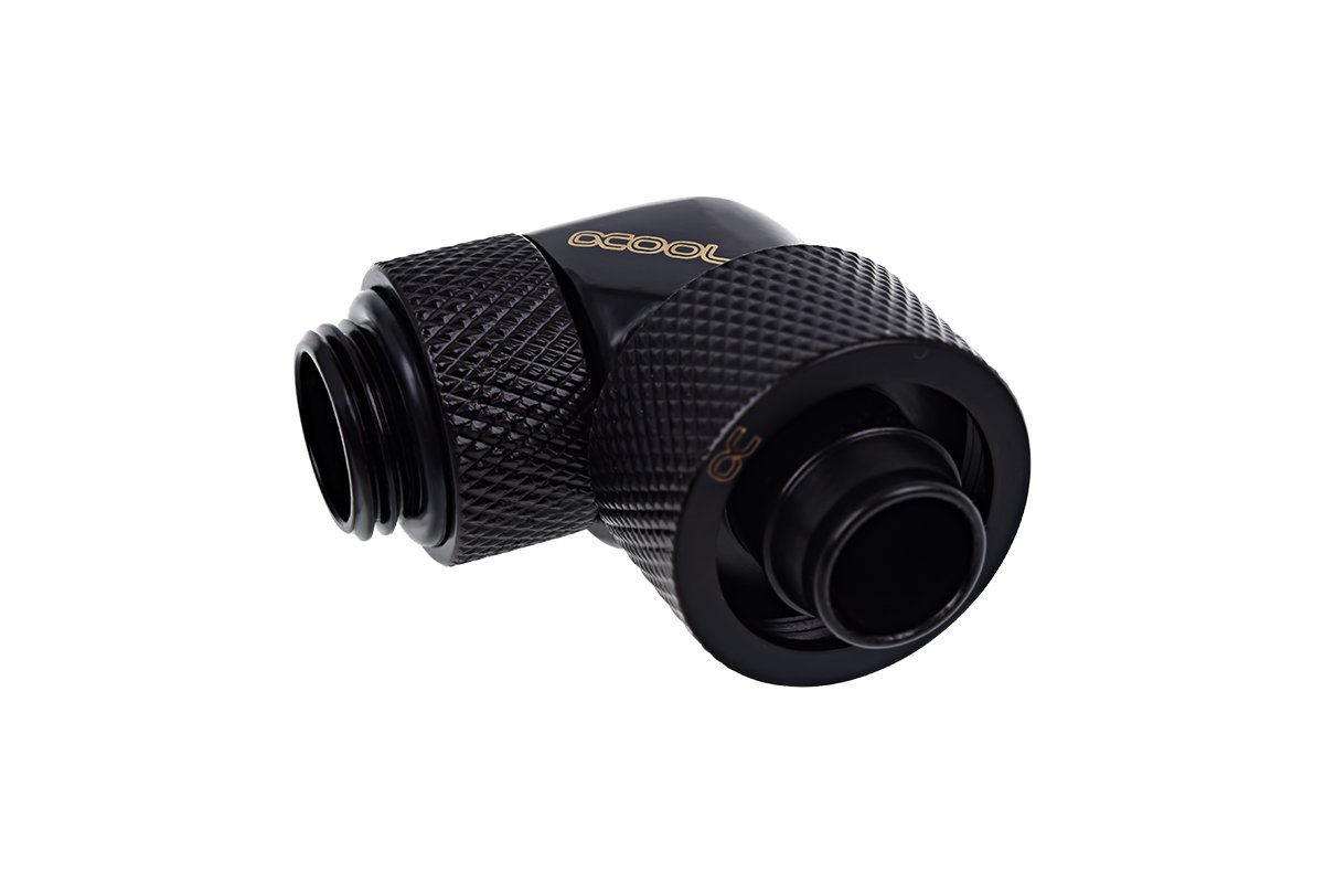 Alphacool Eiszapfen Anschluss 90 Grad G1/4 Zoll AG auf 16/10mm - drehbar, Schwarz, 1011165