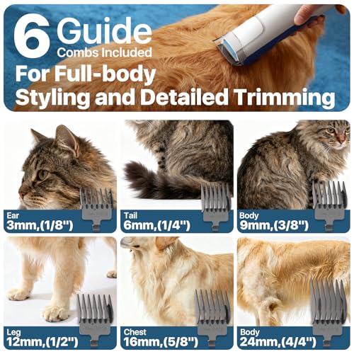 buenkee Dog Grooming Kit with Vacuum, 15000Pa Pet Hair Clipper and Shedding Brush, 2L Capacity, White