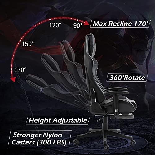 XVOLSPORT Massage Gaming Chair with Footrest Reclining High Back