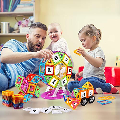 Tomons 108 PCS Magnetic Blocks for Kids,Magnetic Tiles Building Blocks Toys with Ferris Wheel