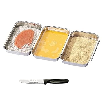 Küchenprofi Panierset, 3 teilig + Edelstahlstyling Universalmesser im Set