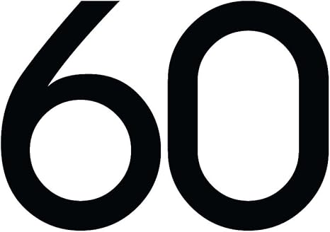 Zahlenaufkleber Nummer 60, schwarz, 20cm (200mm) hoch, Aufkleber mit