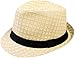 Younglove Summer Beach Straw Fedora Hat w/Solid Hat Band Beige 59CM