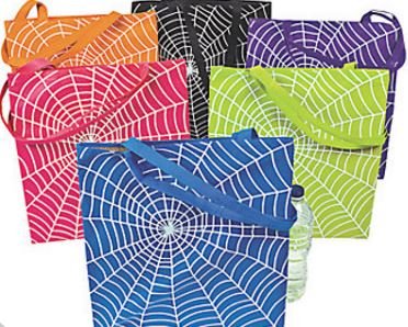 Halloween Spider Web Tote Bags - 12 PACK - LARGE 15 x 16 inch Trick or Treat Tote Bags