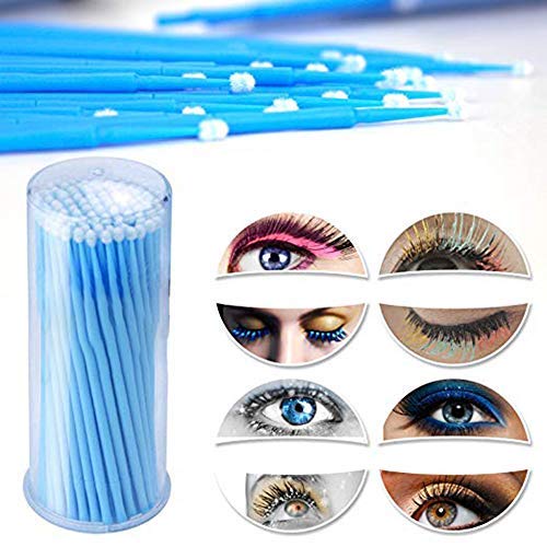 birl019 400 PCS Micro Brush for Eyelash Extension Glue Supplies, 4 Sizes Lint Disposable Micro brush Micro Fiber Wands with Portable Mirror Set for Lash Tinting, Microfiber Tip Swab Brushes Applicator
