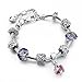 Long Way Handmade Purple Beads Bracelet Silver Plated Snake Chain Crystal Ball Charm Bracelet For Women