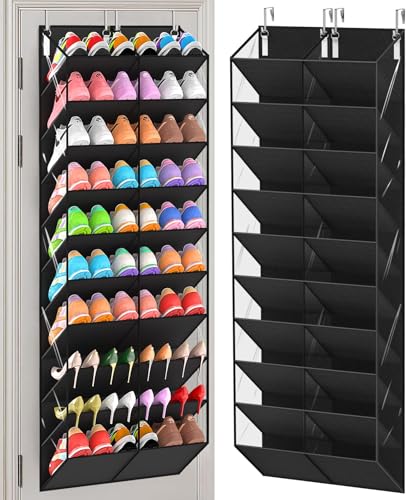 UVIAHOMI 20-30 Pairs Over the Door Shoe Organizer, Clear Pockets Hanging Shoe