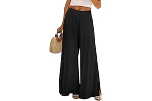 YESNO Women Summer Boho Palazzo Pants High Waist Wide Leg Floral Casual Cotton Lounge Trousers with Pockets PP0